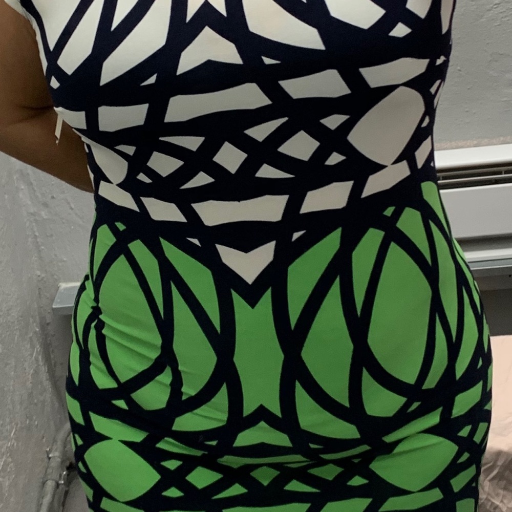 R & K Green and White Dress with Short sleeves NWT